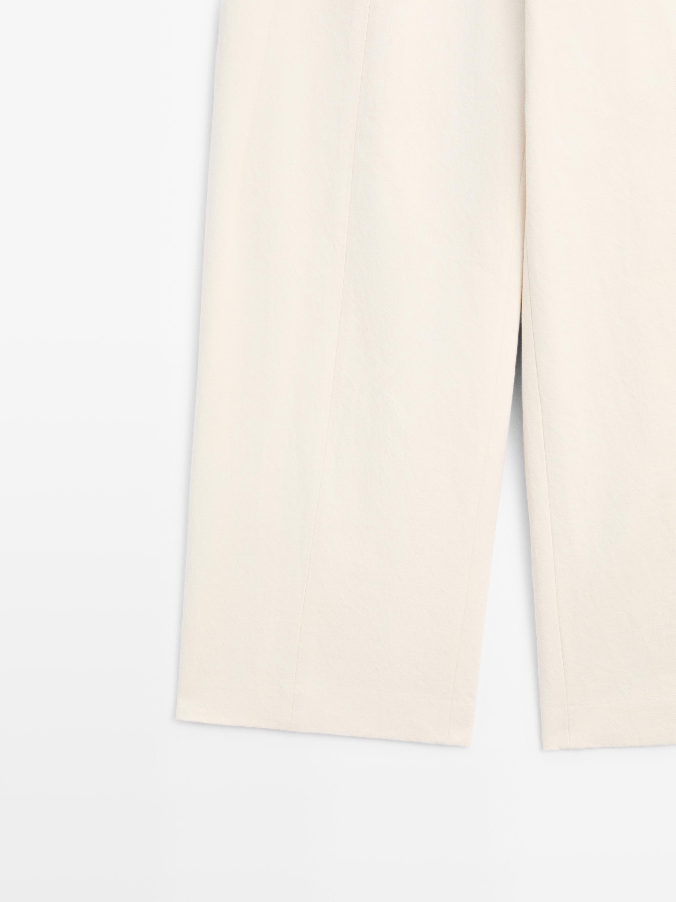 Pantalon barrel fit lin coton